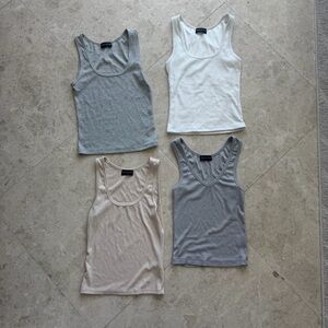 White Fox Tank Top Bundle - White, Light Gray, Charcoal, Beige